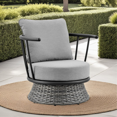 Chaise d'extérieur en osier et aluminium Novante en noir et gris foncé