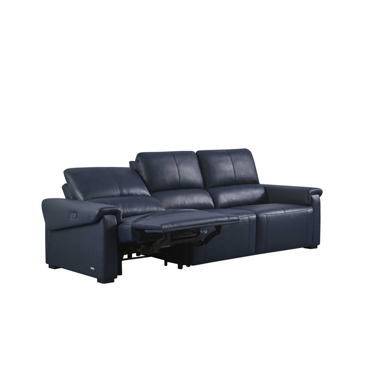 Canapé inclinable électrique en cuir fleur Ethan, Marine
