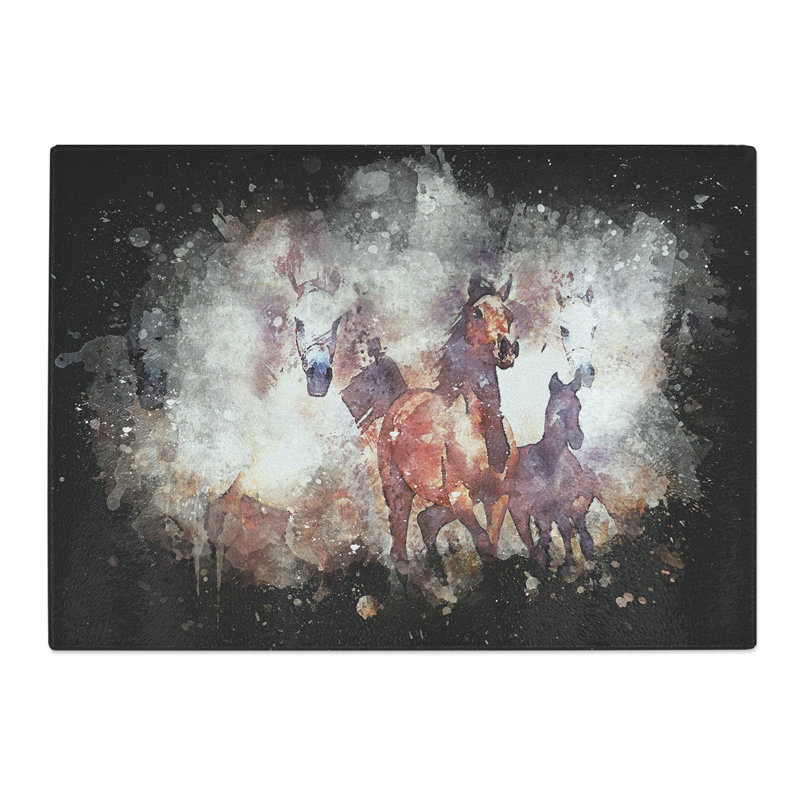 Tempered Glass Galloping Horses Chopping Board, 28.5 cm x 39 cm