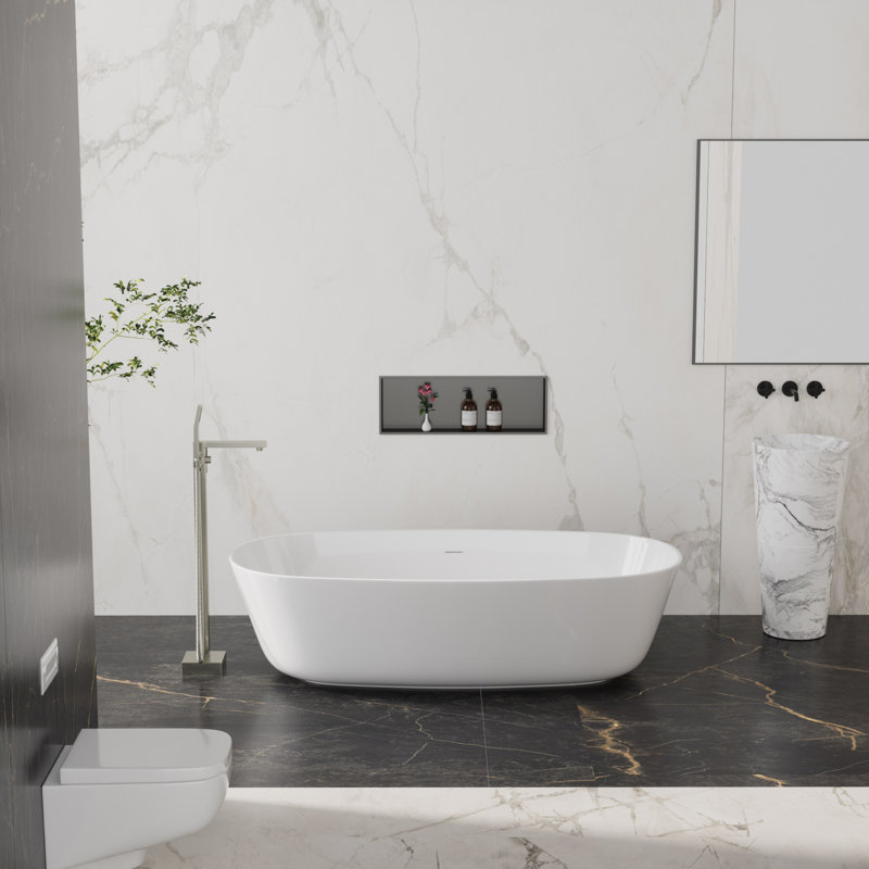 Floor Tub Spout with Diverter, Brushed Nickel
