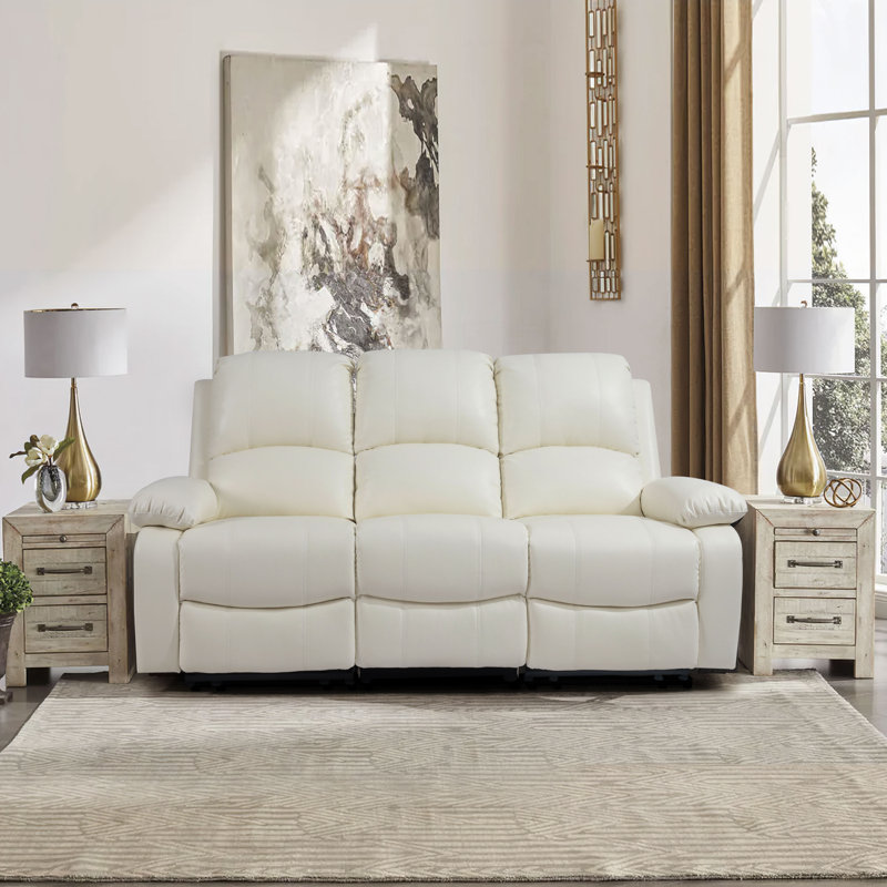 Aija 196cm Wide Faux Leather Standard Recliner, White