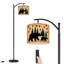Lampe sur pied à arc avec abat-jour ajustable Silhouette ourson forêt empreintes de pattes Lampe sur pied rustique en bois 3 températures de couleur à haut gradateur avec interrupteur au pied pour la chambre à coucher