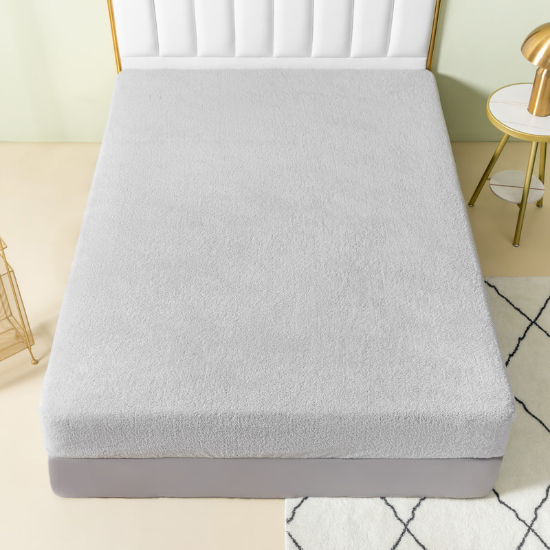 Teddy Fleece Fitted Sheet, Light Grey, Double (4'6)