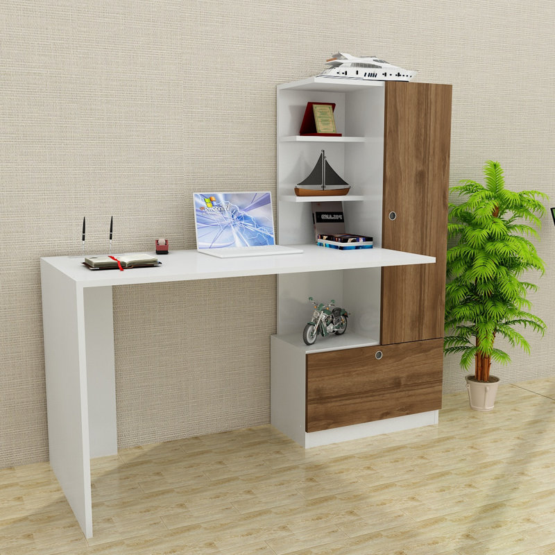 Brosnan Computer Desk, Walnut/White