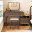 Ensemble de table de maquillage moderne en bois massif avec miroir et tiroirs