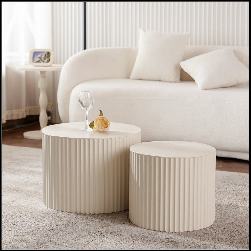 Ensemble de 2 tables basses gigognes Beige