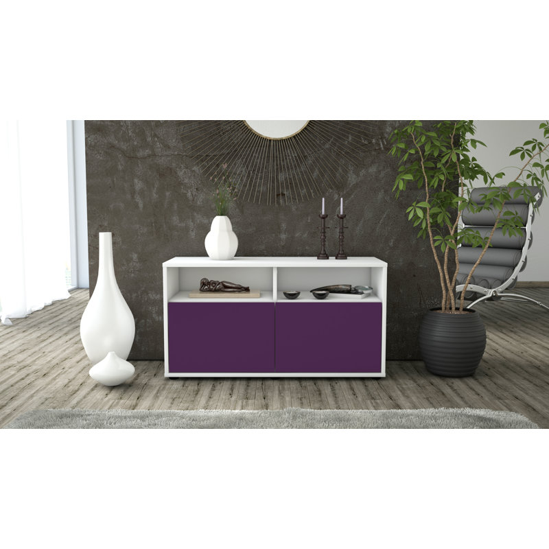 Odum 92cm W Chest of Drawers, High gloss white/Purple