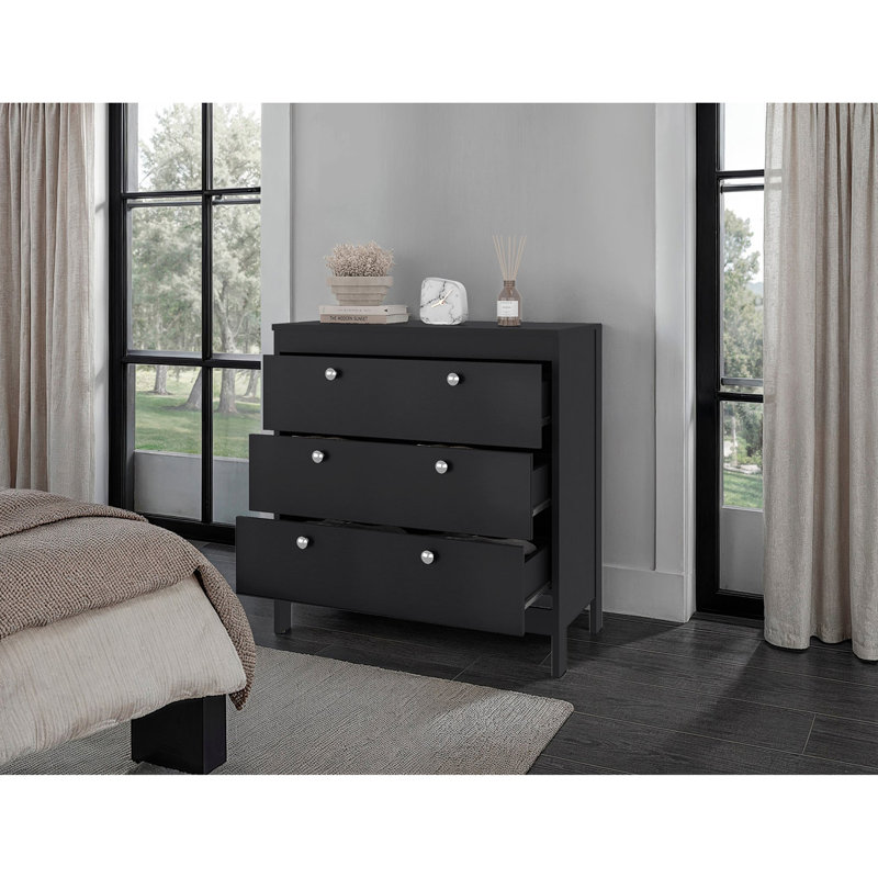 Commode 3 tiroirs Wenge avec rangement fonctionnel