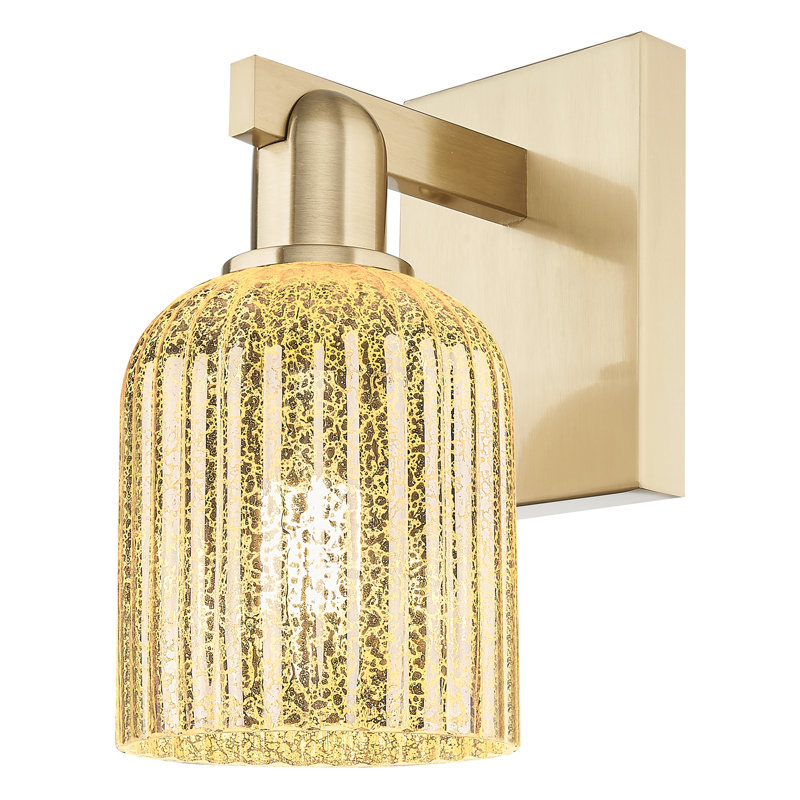 Downtown Urban - Franklin - 1 Light 5" Wall-mounted Sconce - Deco Swirl Shade, Mercury, Champagne Bronze