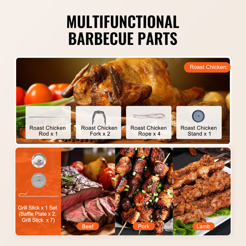 Red and Stainless Steel Electric Shawarma Grill Machine with Rotating Function