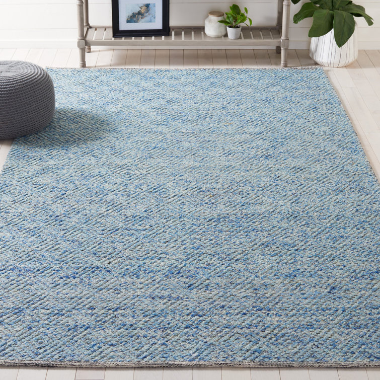 Tulane Hand Woven Wool/Cotton Geometric Rug in Blue