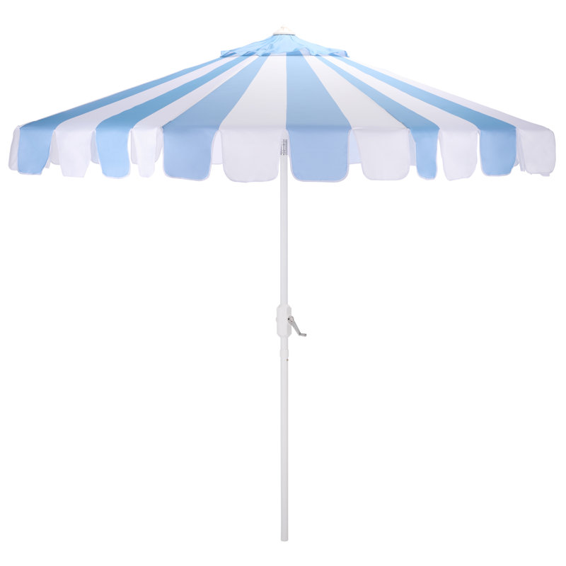 Mezze 9 Ft Crank Umbrella, Baby Blue Stripe