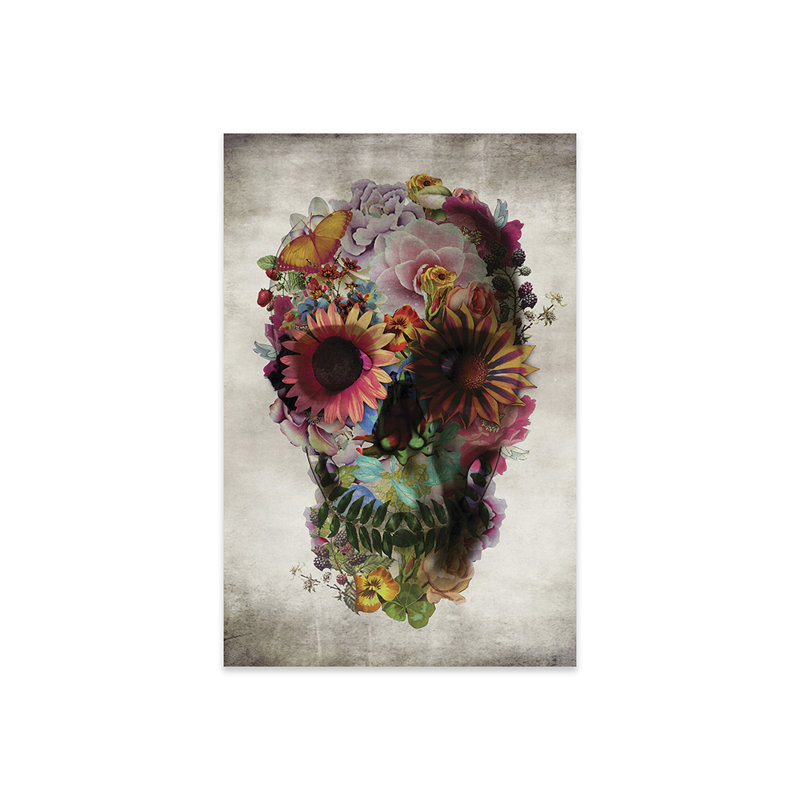 Tête de mort n ° 2, impression sur verre acrylique, H 32 po x l 24 po x P 0,25 po