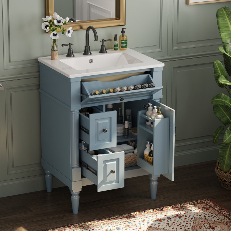 Meuble-lavabo 24 po avec lavabo, bleu gris, Bleu gris