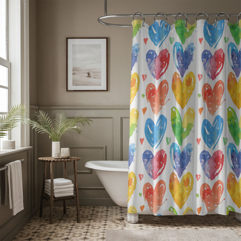 Happy Rainbow - Rideau de douche Premium, H 74 po x l 71 po