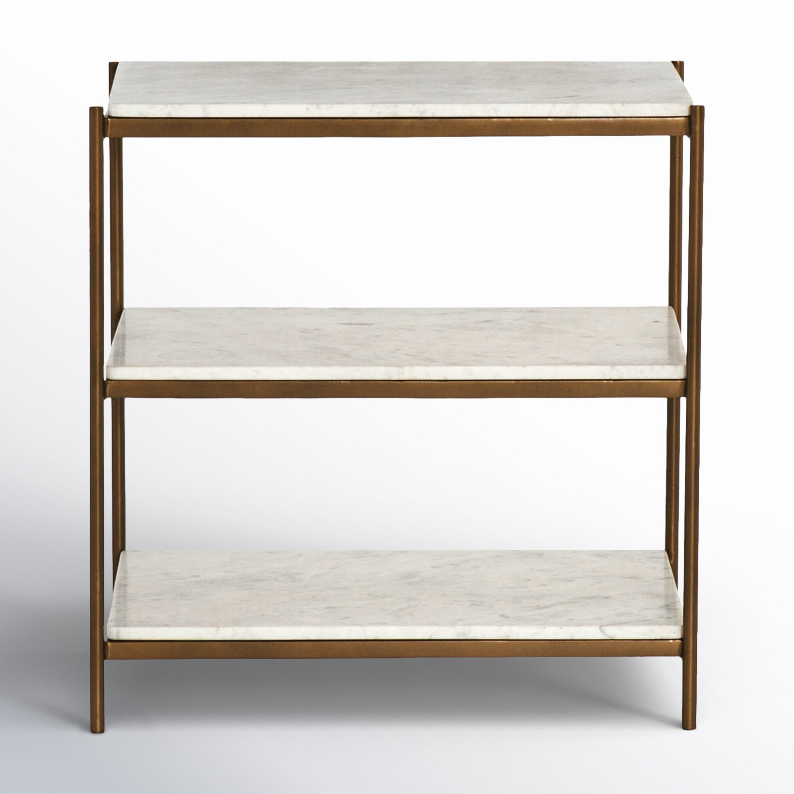 Nightstand, Antique Brass/White