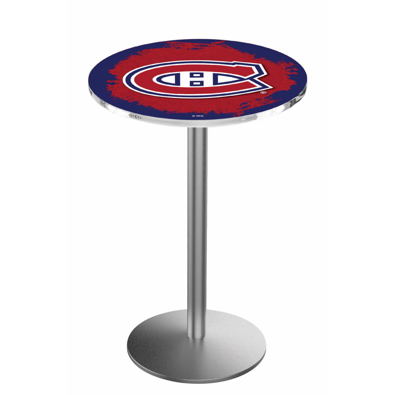 NHL Round Metal Base Dining Table, Stainless Steel, Montreal Canadiens