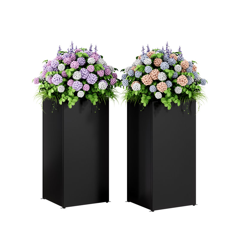  Grand bac à fleurs (ensemble de 2), noir