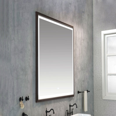 Miroir de salle de bain 60 po x 48 po à DEL avec façade et rétroéclairage, miroir de meuble-lavabo mural avec cadre en aluminium, antibuée, mémoire, 3 couleurs, gradation continue