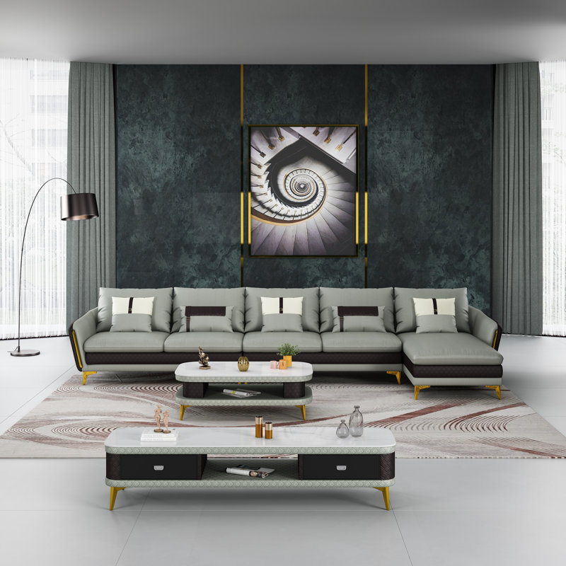 Leather Sectional, Right Hand Facing