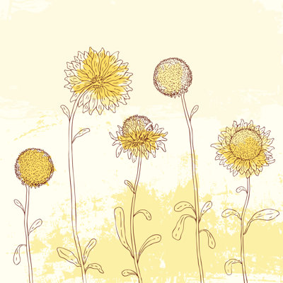 Zortman Yellow Sunflower On Watercolour Background - Wrapped Canvas Print