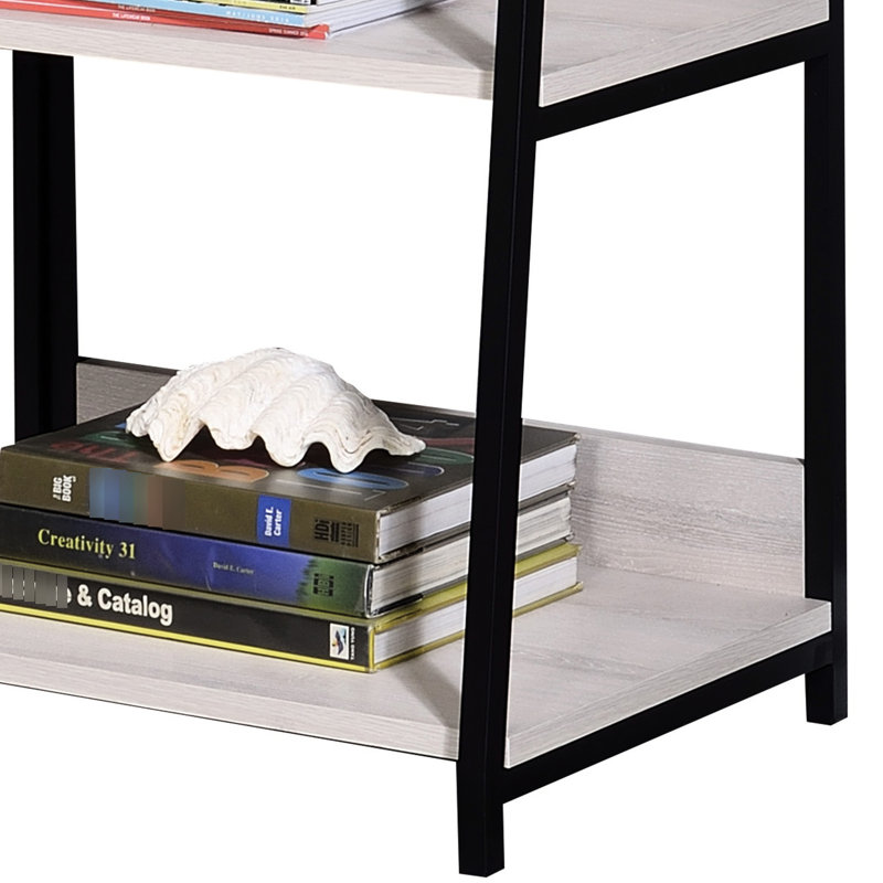 Bibliothèque rectangulaire avec tablettes en papier stratifié et 3 compartiments de rangement ouverts