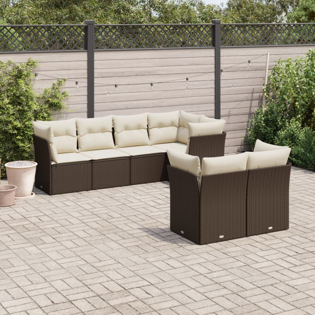 6-Sitzer Wicker-Lounge-Set mit Polster