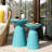 Stylish Outdoor Side Table , Iron Construction, Teal Color, With Pedestal & Flared Design, 15"X15"X20.64" 12"X12"X17.25 In Teal, Powder-Coated, 12"X12"X17.25", Modern For And-1541469267