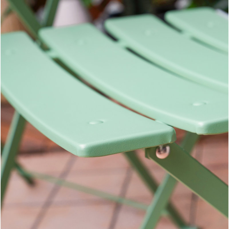 Shelah 3-Piece Steel Folding Bistro Set, Sage Green