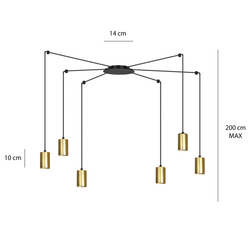 Cadha 6 - Light Cluster Pendant, Gold, Black