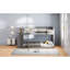 Lit double superposé double gris - 4 tiroirs et 3 tablettes pour la décoration de chambre à coucher moderne avec tiroirs de rangement intégrés-920634113-920634118