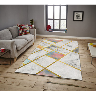 Luxurious Non-Slip Area Rug, 4.0 x 5.9 Feet, 100% Polyester, 740g/m² | Velvet Fabric with Digital Print | Easy-Clean Laminated Sponge Underside, Machine Washable | Perfect for Living Room, Bedroom & Home Decor