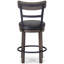  Tabouret de bar gris pivotant rembourré avec dossier en bois massif de 37,25 po de hauteur