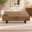 Table basse moderne Mid-Century avec plateau coulissant et rangement caché en noyer