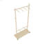 Séchoir à vêtements en bois massif avec 6 cintres en bois, conception compacte, tablette réglable et roulettes pour faciliter le déplacement - parfait pour la chambre à coucher, le salon ou le vestibule