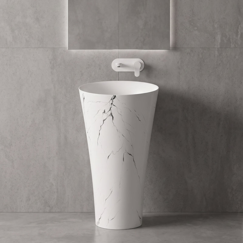 20'' Freestanding Solid Surface Pedestal Bathroom Sink