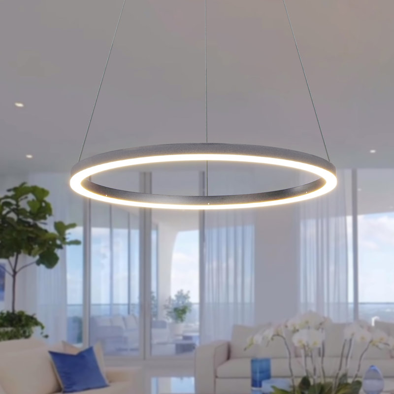 Tania 24-in Integrated LED Pendant Light Height Adjustable ETL Certified Circular Chandelier