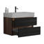 Meuble-lavabo de 30 pi avec lavabo en quartz d'ingénierie et tiroirs noirs doux, meuble-lavabo mural flottant pour salle de bain moderne, lavabo blanc brillant une pièce, KD