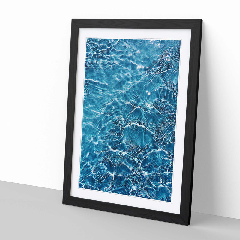 Ripples of Blue in Abstract - Picture Frame Graphic Art Print, 50cm H x 35cm W x 2cm D, Black