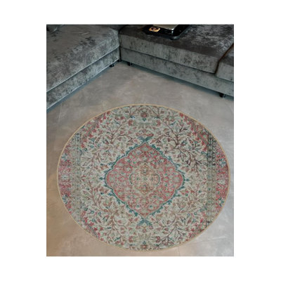 Tapis décoratif rond lavable à la machine