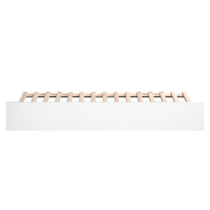 Lit gigogne escamotable en bois massif Rasnick, Blanc, Simple