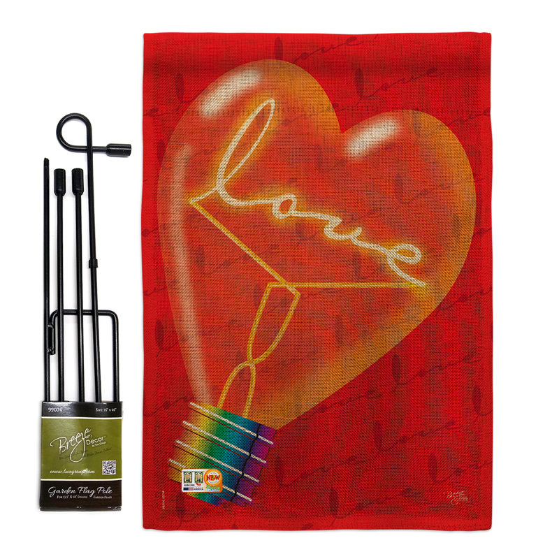 En toile jute printemps lights love impressions de 2 côtés en polyester 18,5 x 13 po ensemble de drapeau de jardin