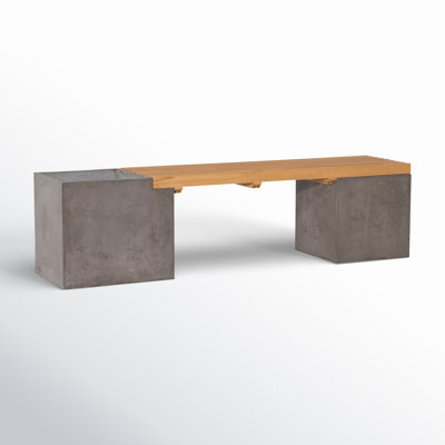 Airmont 67" Indoor-Outdoor Concrete and Teak Planter Bench