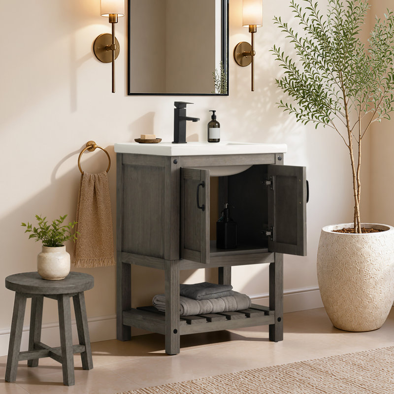 Ensemble de meuble-lavabo simple l 24 po Radstock, Gris antique