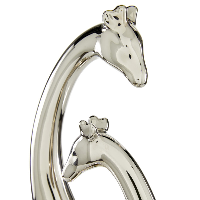 Ceramic Giraffe Decorative Sculpture, Silver