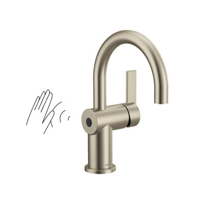 Robinet de lavabo pour salle de bain à poignée simple avec drain Moen Cia Motionsense Wave