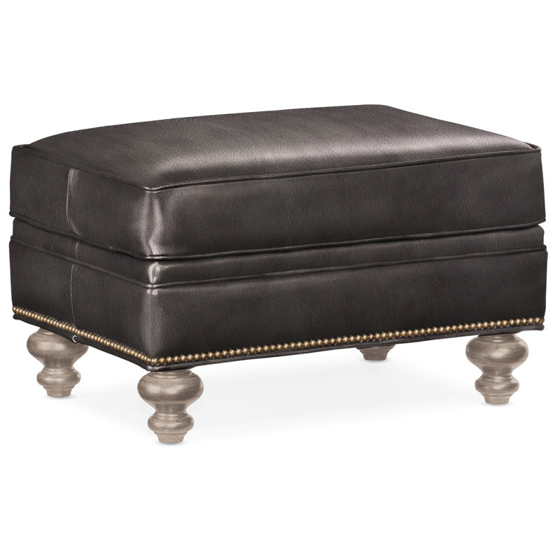Repose-pieds rectangulaire en cuir véritable 26 "West, Cuir véritable Outsider Raven, Pierre, Naturel