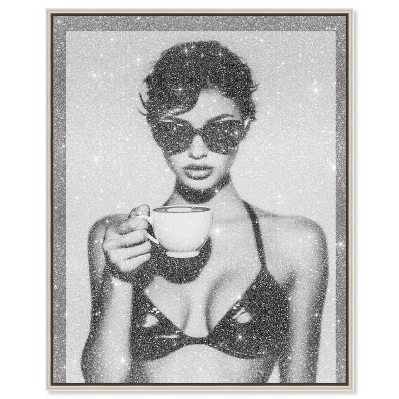 Luxe Latte Food & Beverages Canvas Print by Oliver Gal, Black Frame, 16 x 20, 17"H x 21"W, Silver Floater Frame