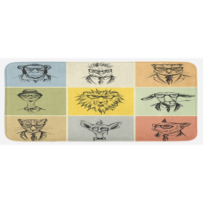 Tapis de cuisine en hipster pour les animaux de la chèvre