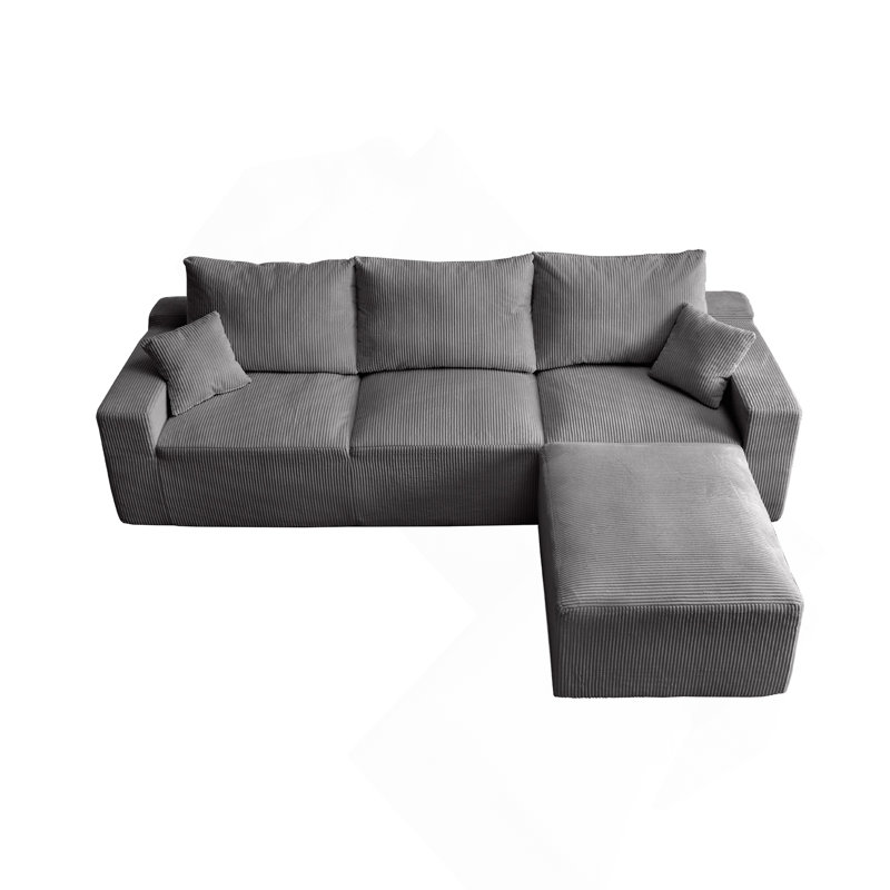 "110" L-Shaped Sectional Sofa, Gray